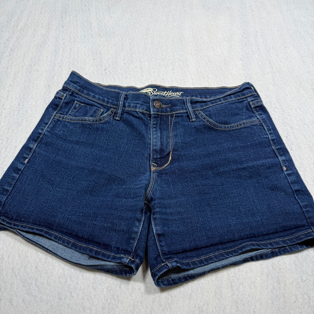 Old Navy The Sweetheart Women Dark Wash Denim Shorts Mid Rise Size 6